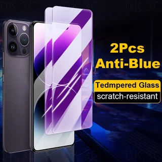 Set 2 Kính Cường Lực Chống Ánh Sáng Xanh Cho iPhone 14 15 13 12 11 Pro Max Mini / 14 15 Plus X XS Max XR Và Phụ Kiện