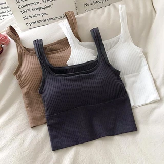 Dàn crop top phụ nữ đồ lót wire-free u-shaped camisole rộng quai sọc rắn bralette đồ lót one-piece tube tops