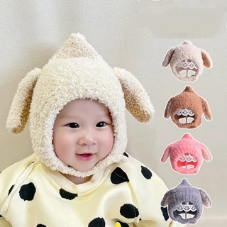 Phim hoạt hình tai thỏ bé beanie mũ mùa thu đông ấm áp sang trọng trẻ sơ sinh bé trai bé gái mũ dễ thương dày trẻ em mũ bảo vệ tai