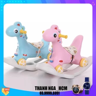 Ngựa bập bênh chòi chân 2 in 1 cho bé có bánh xe ,có nhạc cho bé, vừa làm được xe chòi chân