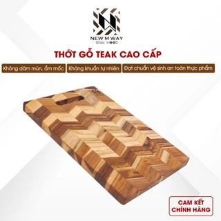 Thớt gỗ Teak New M Way ghép xương cá, kháng khuẩn, không dăm mùn, không ẩm mốc mẫu mới 2023