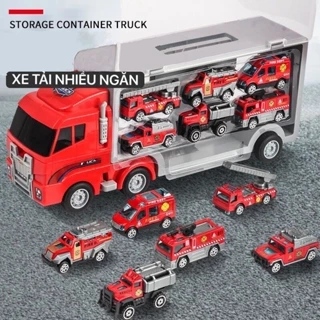 Set xe tải nhiều ngăn 6 trong 1, đồ chơi ô tô cho bé trai