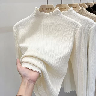 Áo Sweater Cổ Lọ Dệt Kim Thời Trang Thu Đông Xinh Xắn Cho Nữ