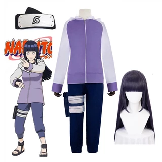 Anime hinata hyuga cosplay trang phục áo khoác màu tím áo khoác đội đầu tóc giả trọn bộ quần áo đồng phục tiệc halloween