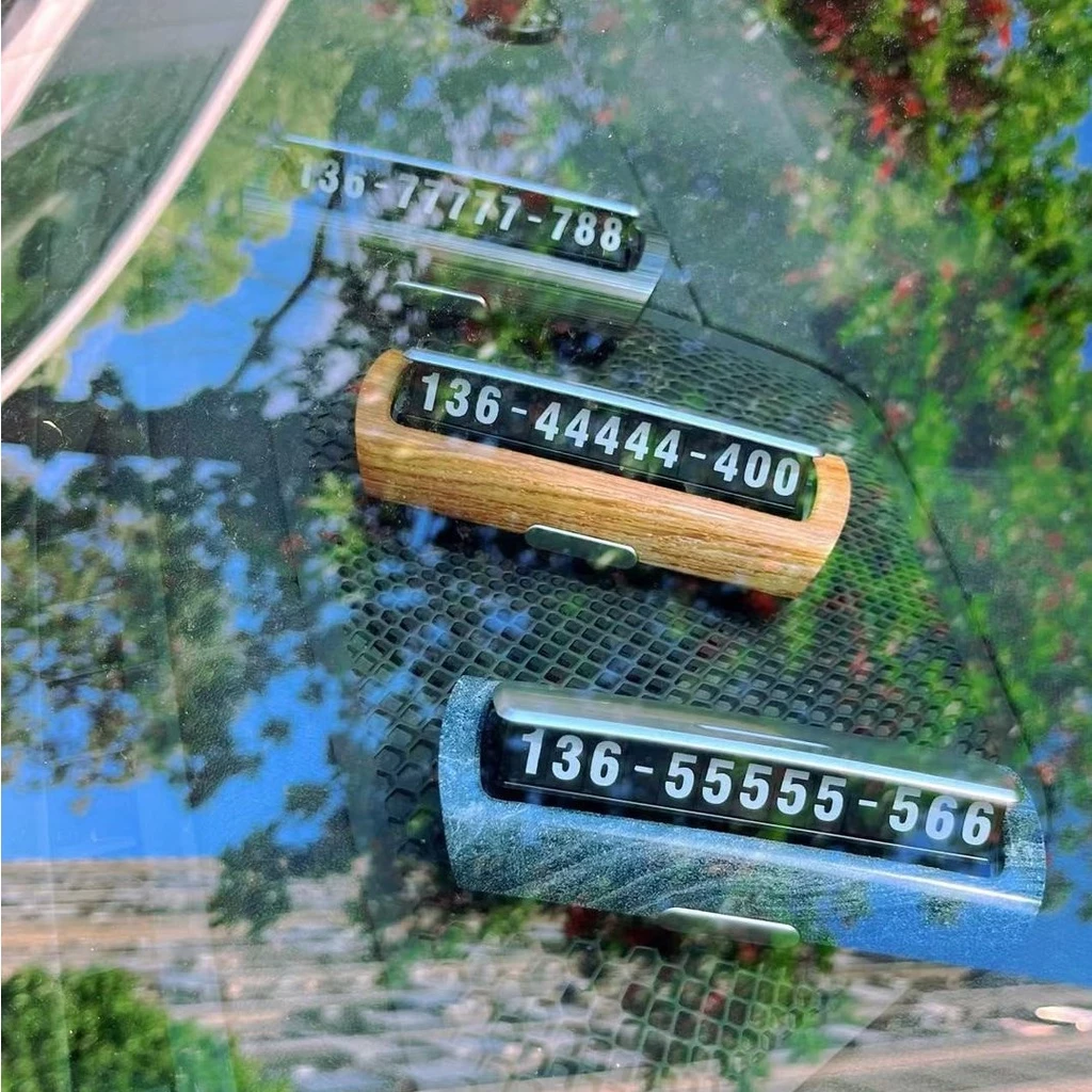 Bảng ghi số điện thoại họa tiết vân gỗ, vân đá sang trọng để trên taplo xe ô tô, xe hơi