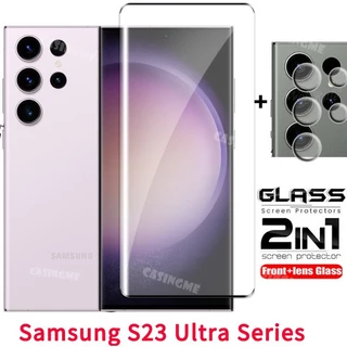 Kính Cường Lực 2 Trong 1 Viền Cong Bảo Vệ Màn Hình Samsung Galaxy S23Ultra S23 S22 S21 S 23 Plus 5G S23 + Ultra 5G 2023