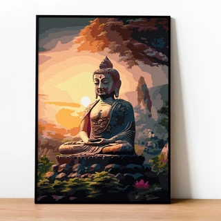 ✅Tranh số hóa Bình minh An tịnh đã căng khung 40x50cm