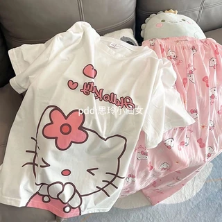 Bộ đồ ngủ FDS họa tiết Hello Kitty thời trang mùa hè xinh xắn cho nữ