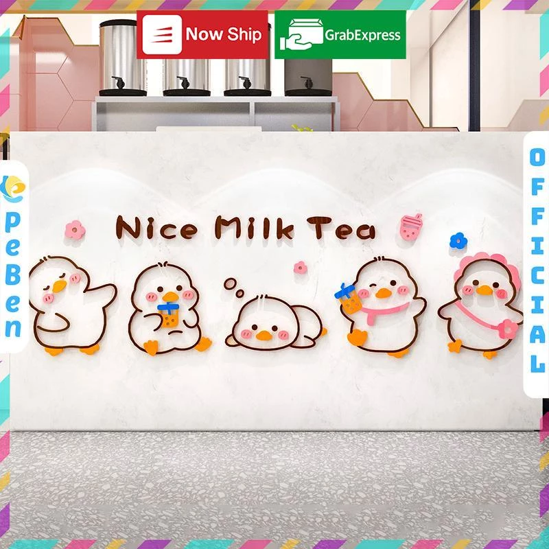 Tranh mica EPeBen dán tường nổi 3d hình Nice Milk Tea decor trang trí Quán Trà Sữa, Quán Nước