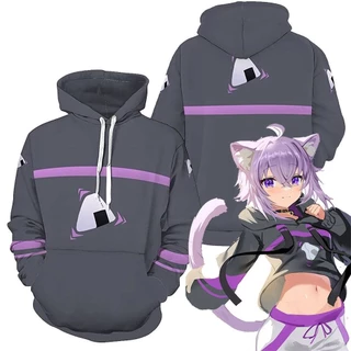 Áo Hoodie Tay Dài In Họa Tiết Hoạt Hình YT1 HOLOLIVE Vtuber Nekomata Okayu 3D Plus Size TY1