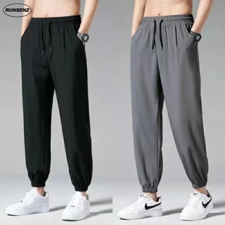 Quần Jogger Lụa Lạnh Mỏng Dáng Rộng Plus Size M-8XL Thời Trang Mùa Hè Dành Cho Nam Giới