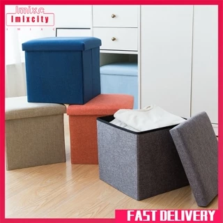 Imixcity bộ lưu trữ vải lanh cotton đa chức năng ottoman foldaway ghế đẩu hộp đồ chơi ngực ghế dài