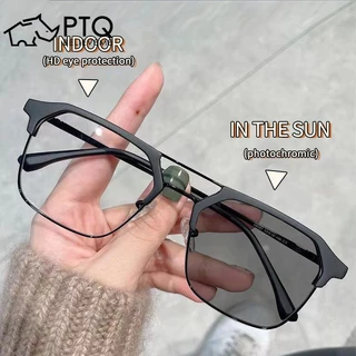 Kính cận thị cho nam anti-blue light kính phẳng ins style glasses kính photochromic ptq