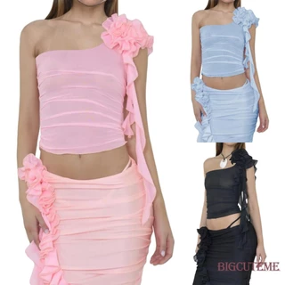 Áo Croptop Sát Nách Màu Sắc Trơn In Họa Tiết Hoa Thời Trang Mùa Hè Cho Nữ