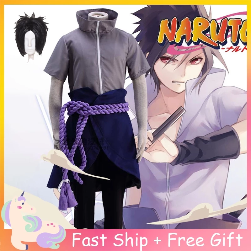 Uchiha Sasuke Cosplay Halloween Costume Anime Haruto Shippuden Third Generation Clothes Party Men Clothes Set Wig