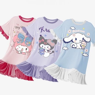 Kuromi Pyjama Cho Trẻ Em Girrl Giai Điệu Cinnamoroll Mùa Hè Mỏng Hoạt Hình Dễ Thương Đồ Ngủ Đầm Cho Bé Gái