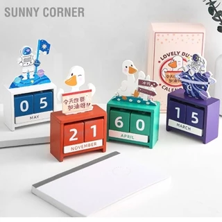 Sunny corner Có hàng sẵn Lịch Gỗ Vạn Niên Đếm Ngược Tháng Ngày Hình Khối Trang Trí Để Bàn Dễ Thương