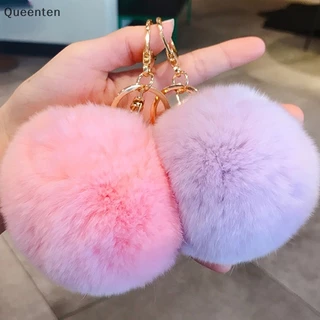 Queenten 8 cm chìa khóa dễ thương mềm mại lông thú móc khóa fluffy key chains đồ trang sức pom pom chìa khóa phụ nữ túi mặt dây chuyền trang sức chuỗi chìa khóa ch qt