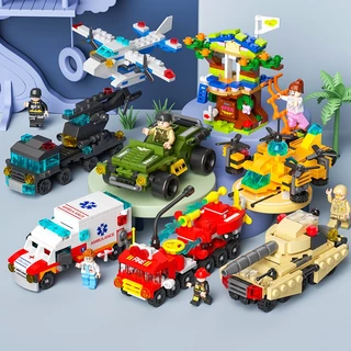 BỘ ĐỒ CHƠI XẾP HÌNH Mô Hình lego Xe Cảnh Sát, Lắp Ghép Xe Cứu Hỏa, Lắp Ráp Máy Bay, Đồ Chơi Xe Tăng