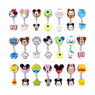 Disney credential holder stitch giá đỡ huy hiệu có thể thu vào pooh bear keychain kawaii mickey mouse bank card holdedr id card holder