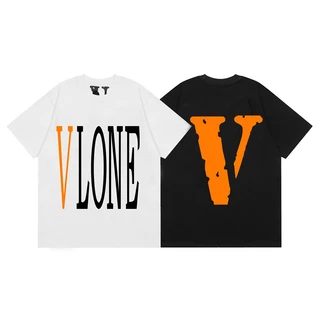 Áo Thun Cotton Tay Ngắn In Chữ Vlone Thời Trang Đường Phố Unisex