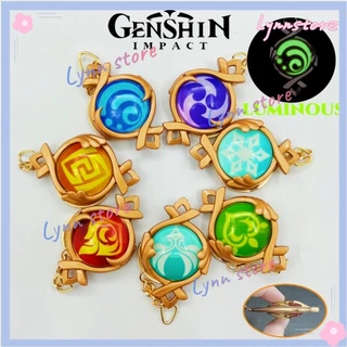 Móc khóa GENSHIN IMPACT 7 Element VISION mới Fontaine Sumeru Mondstadt Liyue Inazuma Snezhnaya phụ kiện cosplay móc khóa thủy tinh hai mặt