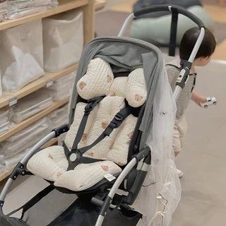 Đệm Lót Xe Đẩy Em Bé Chất Liệu Cotton Dày Dặn Thêu Họa Tiết Xinh Xắn