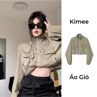 Áo khoác gió nữ phối dây rút dáng ngắn phong cách cardigan Kimee MA083