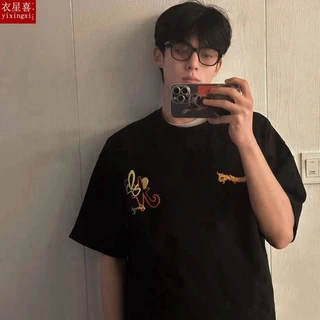 Wang hedi star quần áo t-shirt cotton, 2023 nam và nữ phù hợp với áo khoác xu hướng 8.9