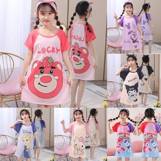 Lotso Pyjama Cho Trẻ Em Kuromi Sanrio Đồ Ngủ Mùa Hè Cho Bé Gái Váy Hoạt Hình Mỏng