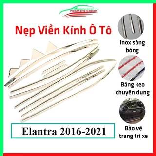 Bộ nẹp viền chân kính cong kính Hyundai Elantra 2016-2021 Inox sáng bóng chuẩn form xe