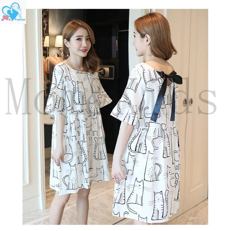 Mom&Kids Ready Stock Đầm Bầu Baju Mengandung Seluar Mengandung Tay Ngắn Dáng Rộng Phong Cách Hàn Quốc Cho Mẹ Bầu M-3XL