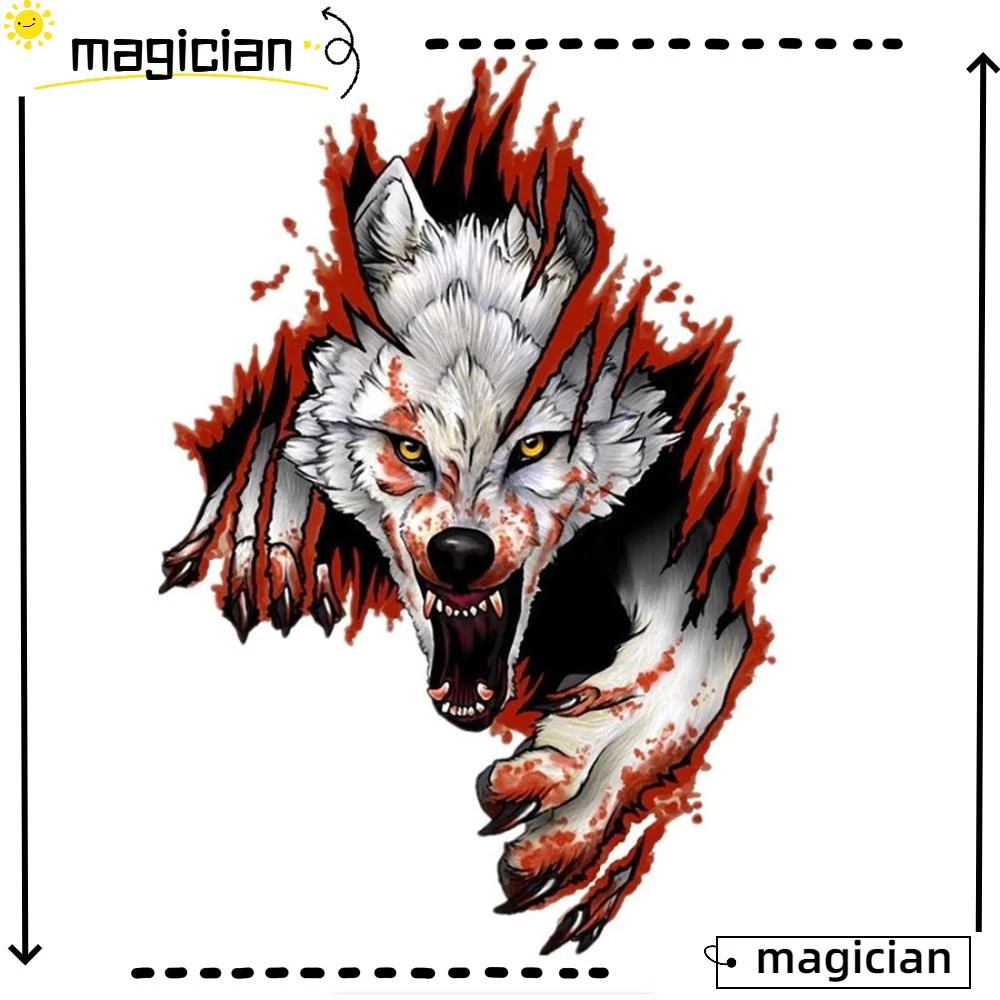 Miếng Dán Trang Trí Xe Hơi Chống Thấm Nước Hình Răng Sói Angry Wolf Cá Tính