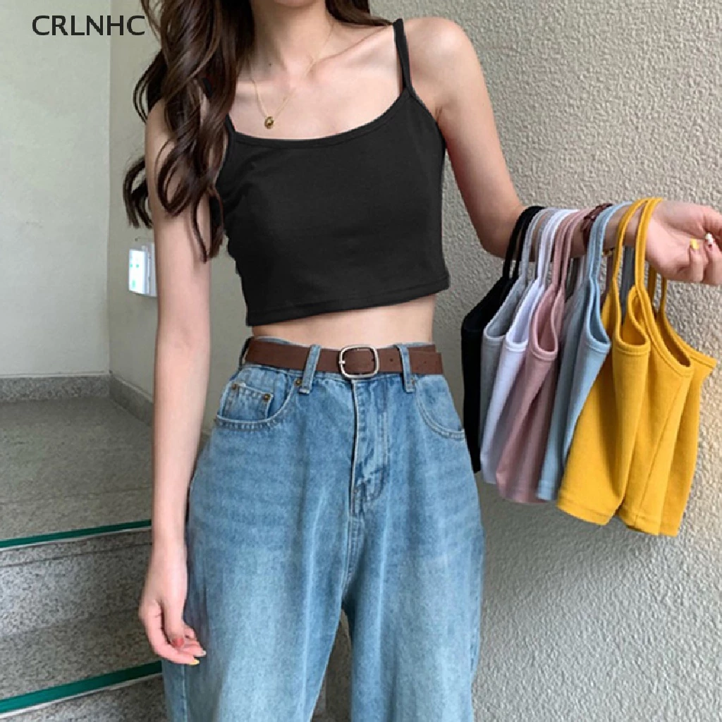 Yuan Áo Crop Top Không Tay Màu Trơn Gợi Cảm Cho Nữ Câu Lạc Bộ Đường Phố Cao TH