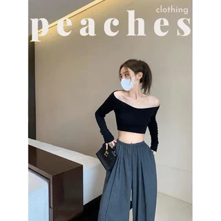 Áo Trễ Vai Tay Dài Dáng Croptop - Peaches peaches - AO73