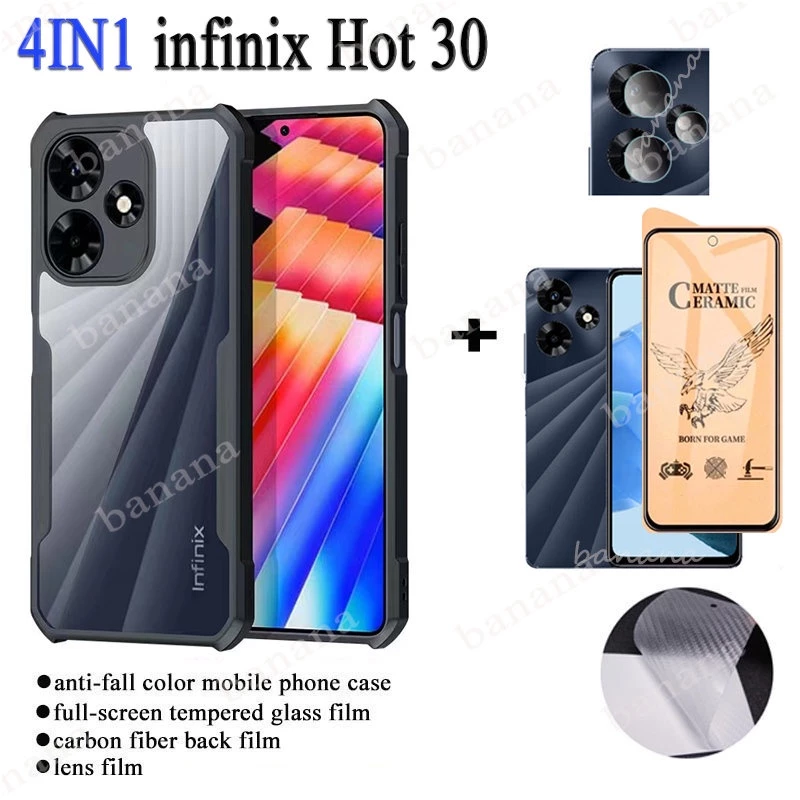 Ốp Điện Thoại Kính Cường Lực Gốm Chống Sốc 4 Trong 1 Infinix Hot 30i 30 20s 20 5G 11 10 Play 10s 10i Smart 7 6 Plus 5 Pro