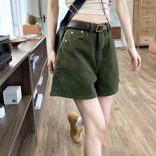 Quần Short Denim Lưng Cao Ống Rộng Thời Trang Mùa Hè Hàn Quốc 2023 Mới