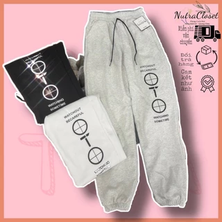 Quần dài nỉ jogger ống rộng bo chun in hình qn659 unisex ulzzang nam nữ