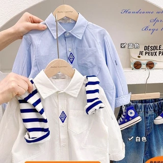 Hàng Mới Về Áo Sơ Mi Cotton Tay Dài Phong Cách Preppy Hàn Quốc Thời Trang Xuân Thu Mới 2023 Dành Cho Bé Trai