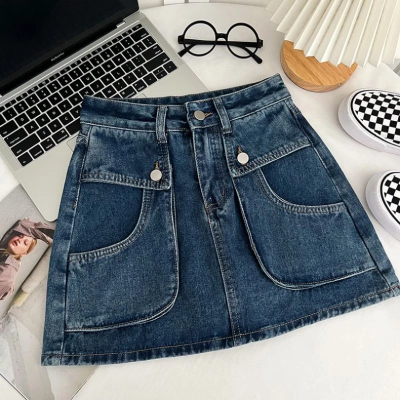 Chân váy jeans chữ A phong cách Ulzzang Hàn Quốc chất mềm mại loại 1 KoKo