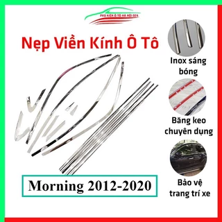Bộ nẹp viền chân kính cong kính Kia Morning 2012-2020 Inox sáng bóng chuẩn form xe