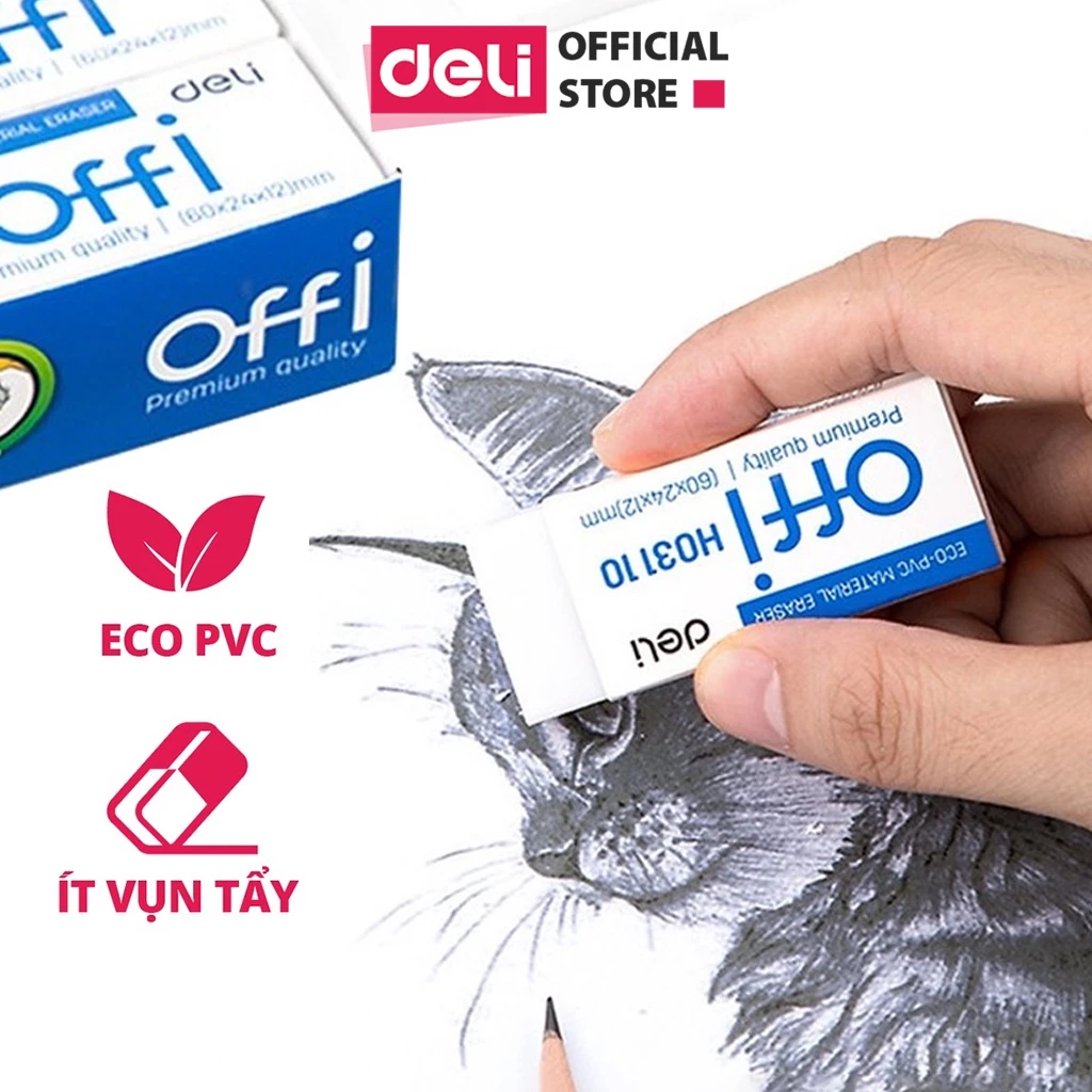 [🔥9.9 TẶNG 12 BÚT CHÌ] Gôm Tẩy Deli Màu Trắng Tẩy Sạch Ít Vụn Tẩy, Phù Hợp Cho HSSV Văn Phòng Thi Trắc Nghiệm, Vẽ, Ghi