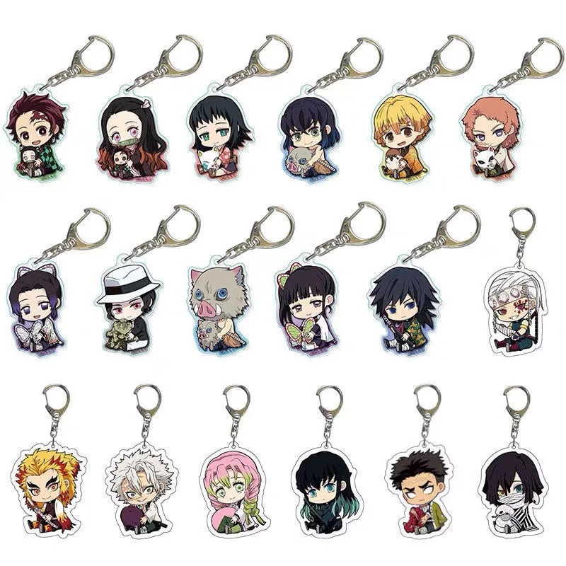 Anime keychain demon slayer nhân vật dễ thương móc khóa kimetsu no yaiba phụ kiện túi hoạt hình móc chìa khóa cho người hâm mộ quà tặng