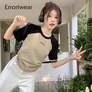 Áo thun Erroriwear cổ tròn phối màu tương phản thời trang 2023 cho nữ