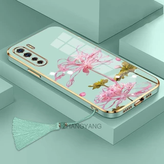 ốp lưng oppo reno 3 reno 3 Pro Ốp Điện Thoại Silicon TPU Mềm Mạ Điện Họa Tiết Hoa Có Dây Đeo Tua Rua Cho oppo reno 3 reno 3 Pro