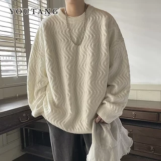 Áo Sweater Tay Dài Dáng Rộng Màu Trơn In Chữ Hape 2023 Thời Trang Cho Nam