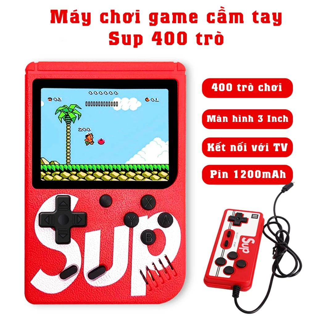 Máy chơi game cầm tay SUP 400 trò - Kết nối Tivi chơi 2 người - Máy chơi game điện tử 4 nút cao cấp tay cầm Sup