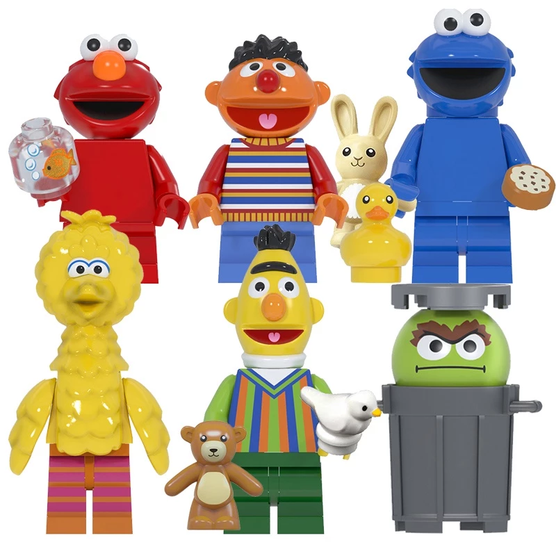 Mô Hình Đồ Chơi Lắp Ráp Elmo Ernie Mini Dễ Thương Cho Bé