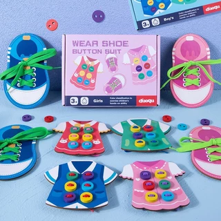 Bộ Đồ Chơi Xếp Hình Giày Kỹ Năng Cơ Bản Montessori Bằng Gỗ Dành Cho Trẻ Em