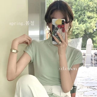 GD1 Áo phông áo croptop áo baby tee Cổ cao Thanh lịch 2023 New Style MA1510